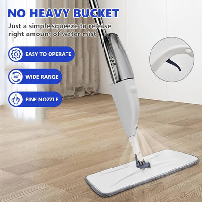 Spray Mop with 3 Microfiber Carbon Fiber Pads Water Spraying Flat Mop Wet Dry Dual Use Floor for Entryways, Bedrooms and Living Spaces