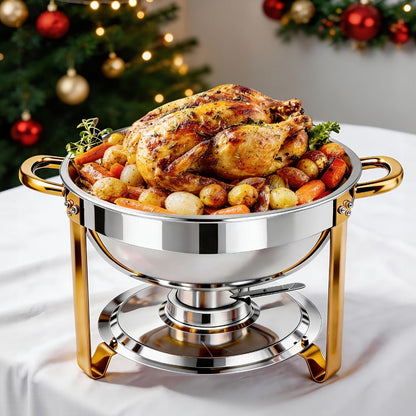 Chafing Dish Buffet Set Stainless Steel Food Warmer 6QT Round Chafer for Catering Events Parties Weddings Banquets
