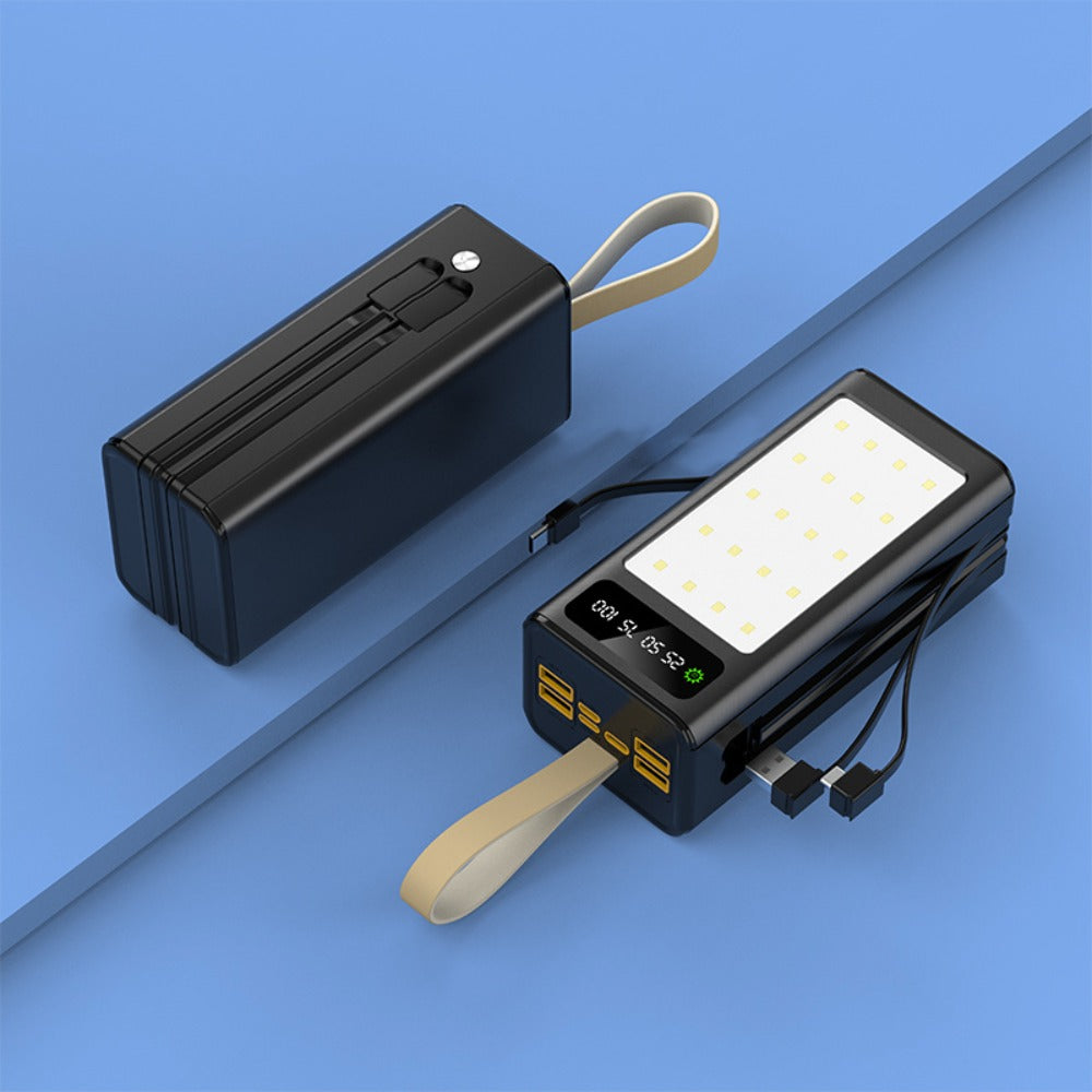 80000mAh Power Bank Built-in 4 Cables PD22.5W Fast Charging, LED Digital Display, Flashlight, Lanyard