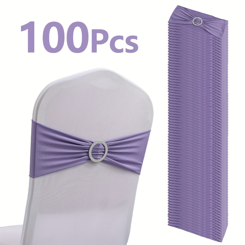 Chair Sashes for Wedding 100pcs Stretch Spandex Elastic Chair Sash Bands with Buckle for Dining Chairs Banquet Party Event Decor