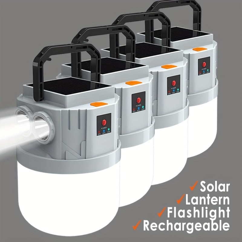 Solar Camping Lantern Rechargeable – 2400mAh LED Tent Light, 3 Modes, Portable Solar Panel Charging, Lightweight Emergency Lantern for Power