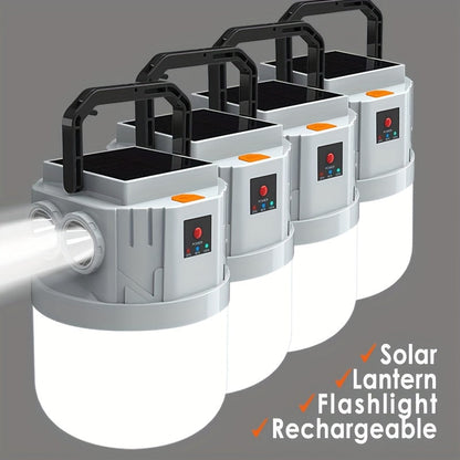 Solar Camping Lantern Rechargeable – 2400mAh LED Tent Light, 3 Modes, Portable Solar Panel Charging, Lightweight Emergency Lantern for Power