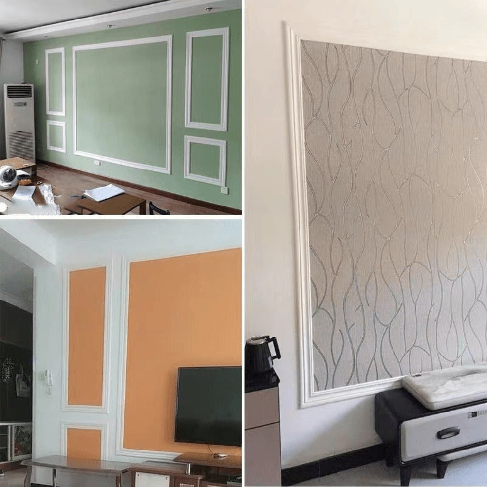 3D Self-Adhesive Foam Baseboard Wall Trim Sticker Waterproof Peel and Stick Carved Wallpaper Border Skirting for Home Decor White Silver