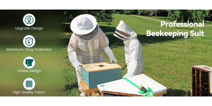 Beekeeping Suit Triple Layer Sting-Resistant Gloves 2 Veils S-3XL for Garden, Patio and Yard Use