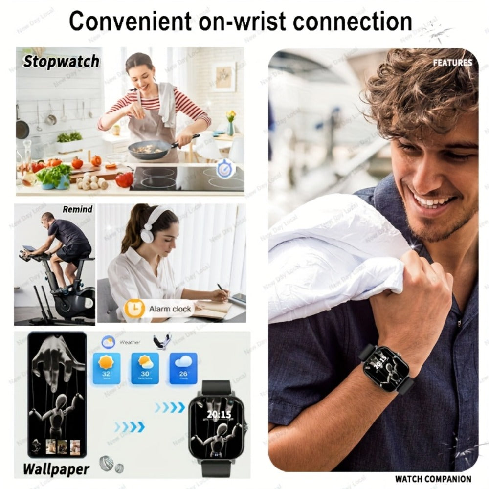 Smart Watch 1.83-Inch Full Touch Display with Wireless Calling, 180mAh Battery and Three-Strap Set