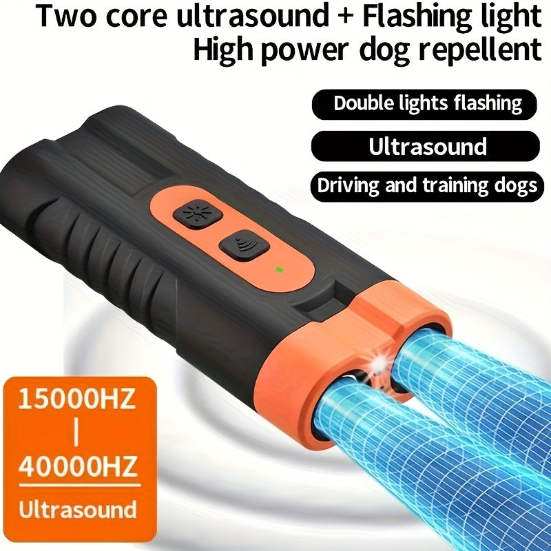 Ultrasonic Dog Device - Handheld Bark Control with Dual-Head System, LED Light & One-Touch Operation for Small Medium Large Dogs