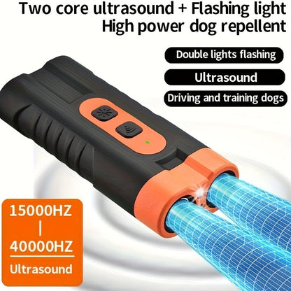 Ultrasonic Dog Device - Handheld Bark Control with Dual-Head System, LED Light & One-Touch Operation for Small Medium Large Dogs