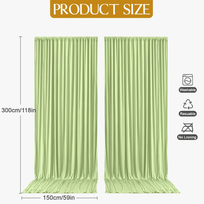 Two-Panel 10 x 10 ft Backdrop Curtain Set with Pole Pockets and 16 Color Options for Events