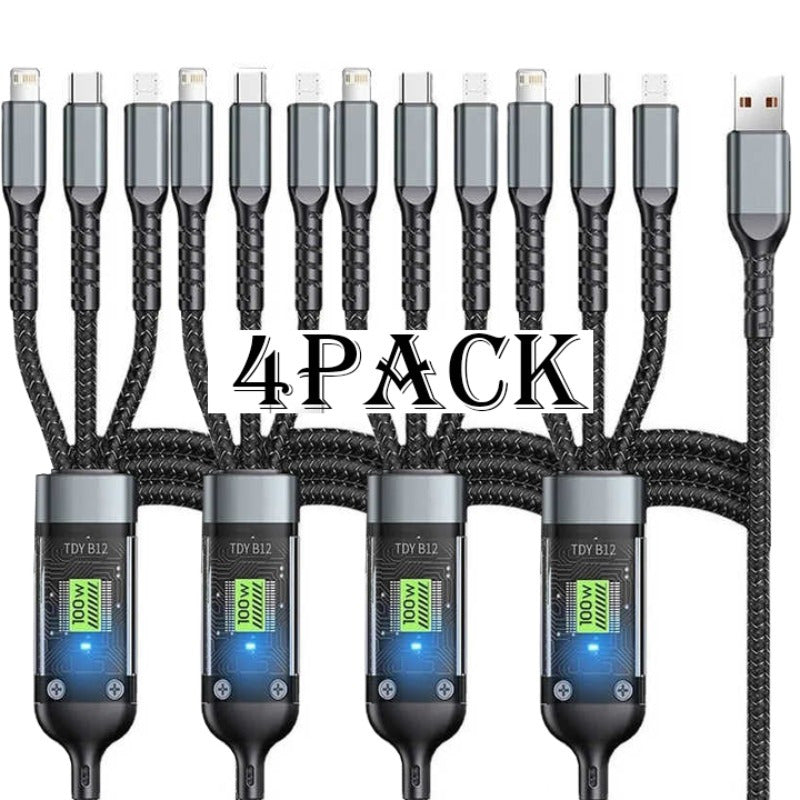 MFi 3-in-1 Charging Cable 100W Fast Charge 4/8 Pack for an Everyday Personal Care Routine, with Listed Configuration