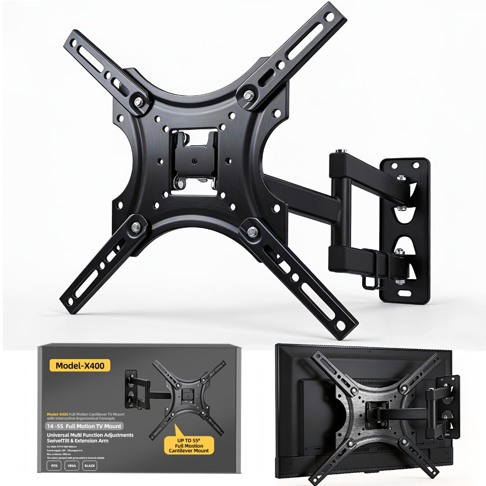 Articulating Full Motion TV Wall Mount 22-55 Inch – Swivel Tilt Extend Bracket for Flat & Curved Screens up to 80 lbs