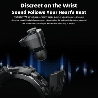 Smartwatch 2-in-1 with Built-In Earphones, 1.46 Inch IPS Touchscreen and 100 Sport Modes with Extra Strap
