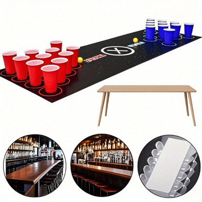 Beer Pong Set with Table Mat 12 Red Cups 12 Blue Cups & 24 Ping Pong Balls with the Listed Color, Size or Set Options for Everyday Use