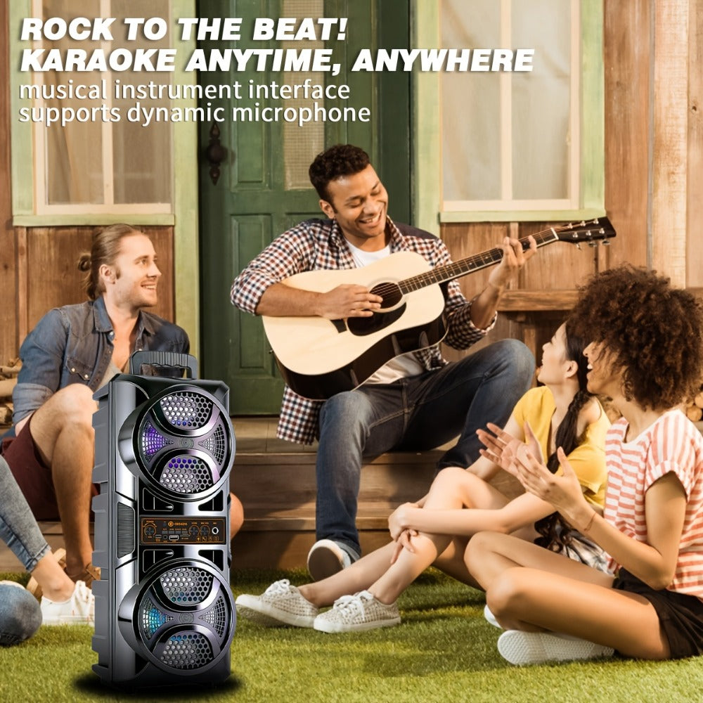 1200W PA Bluetooth Speaker with Wired Microphone & LED Lights, Portable Rechargeable Wireless Speaker