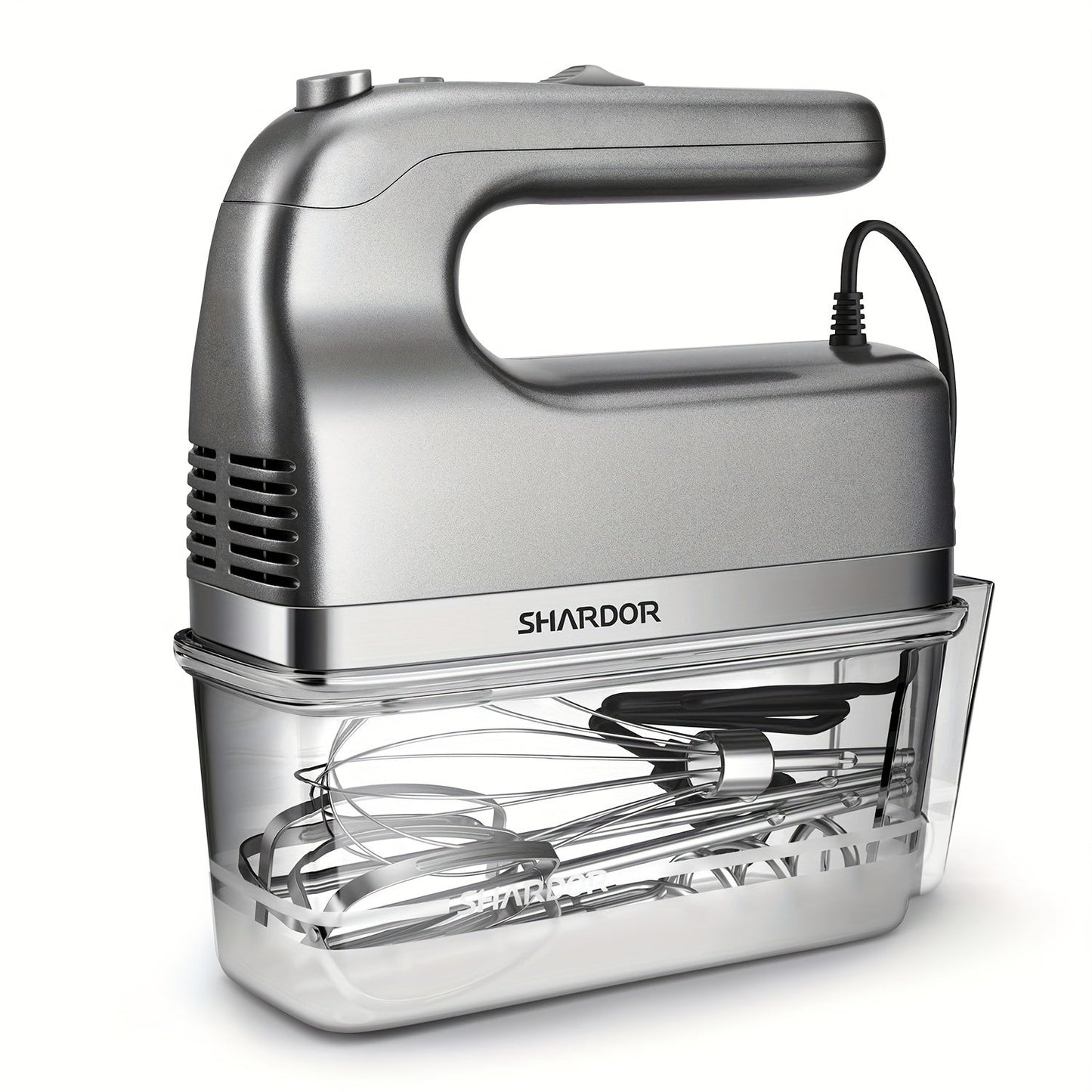 Electric Hand Mixer 250W with Storage Case, 5-Speed Plus Turbo Handheld Mixer with 5 Stainless Steel Attachments (2 Beaters