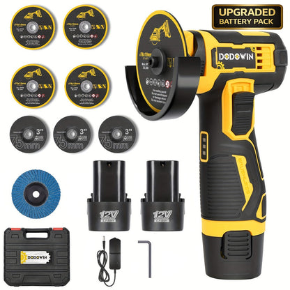 Power Tools DODOWIN 12V Mini Cordless Angle Grinder with 19, 500 and 5, 000 RPM Modes and Battery Options
