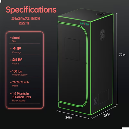 Grow Tent 1680D Thickened Mylar with Observation Window & Floor Tray, Pro-Grade Indoor Hydroponic Growing