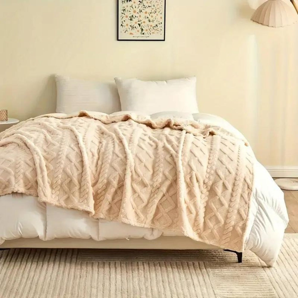 3D Plush Dense Weave Fleece Blanket, Ultra- Throw for Bed, Couch, Travel & Outdoor, Air-Conditioning Friendly