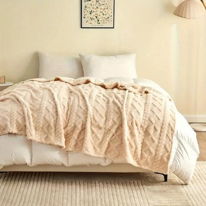 3D Plush Dense Weave Fleece Blanket, Ultra- Throw for Bed, Couch, Travel & Outdoor, Air-Conditioning Friendly