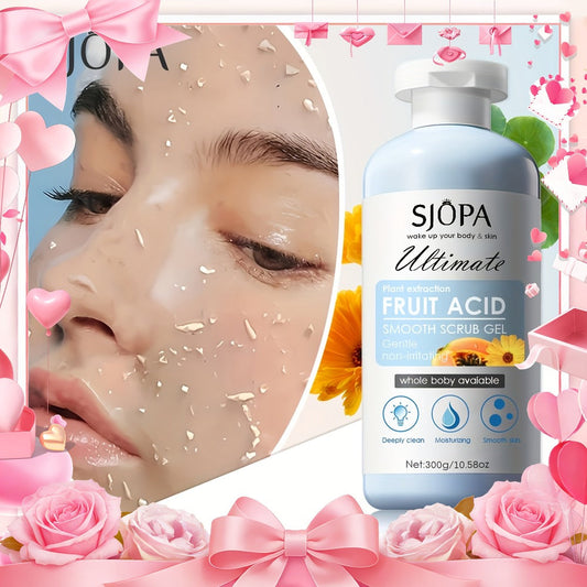 Body Scrub Exfoliating Gel Set 300g with Bath Cloth – Aloe Vera Papaya Chamomile Deep Cleansing Moisturizing Whole Body Scrub for Women Men