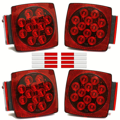 12V LED Trailer Tail Lights Kit – Stop, Turn Signal, Brake & License Plate Light for Trailers Under 80" – Boat, RV, Camper, Truck