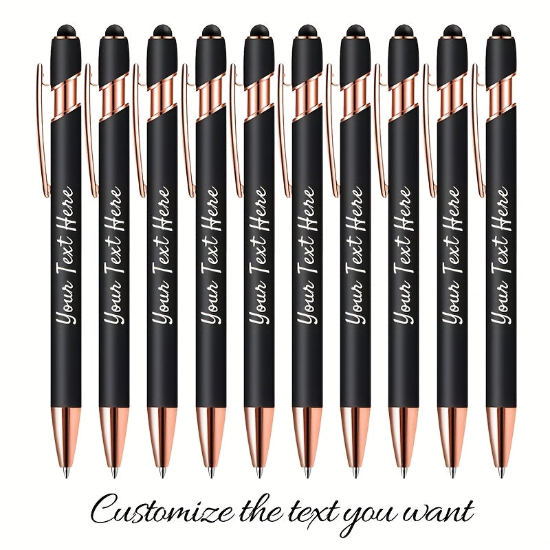 Personalized Metal Ballpoint Pens 10pcs Custom Engraved with Name or Logo - Smooth Black Ink