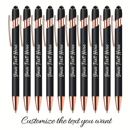 Personalized Metal Ballpoint Pens 10pcs Custom Engraved with Name or Logo - Smooth Black Ink