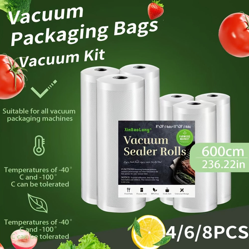 Vacuum Sealed Bags for Food Storage Meat Fruits Vegetables Grains Kitchen Organizer for Home Cooking, Dining and Outdoor Meals