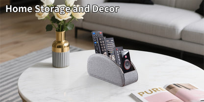 Faux Leather Desktop Organizer 5 Compartments – Multifunctional Remote Control Holder Caddy, Pen Holder Storage Box for Remote Controls