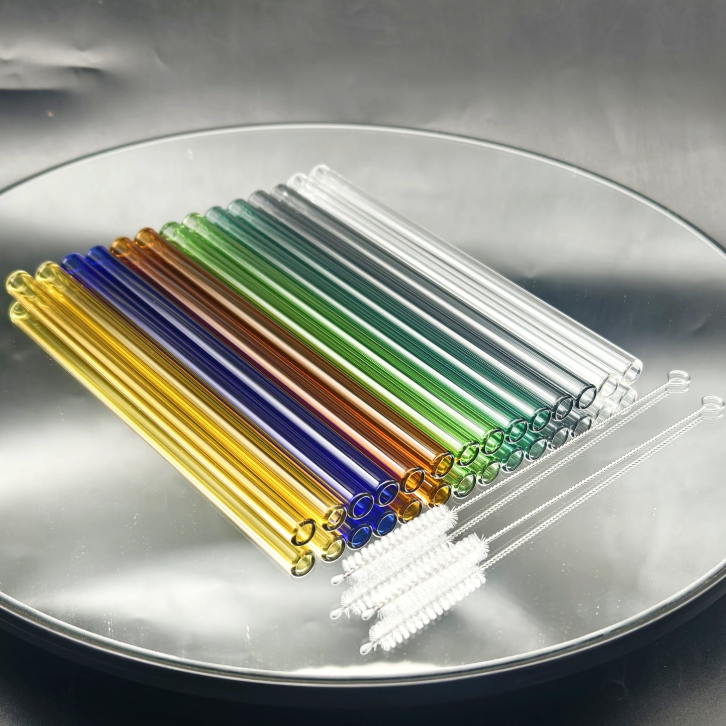 Glass Straws Reusable 12 Pack with Cleaning Brushes – Borosilicate Glass Drinking Straws 6 or 8 Inch, Clear & Colorful, Thick 12mm