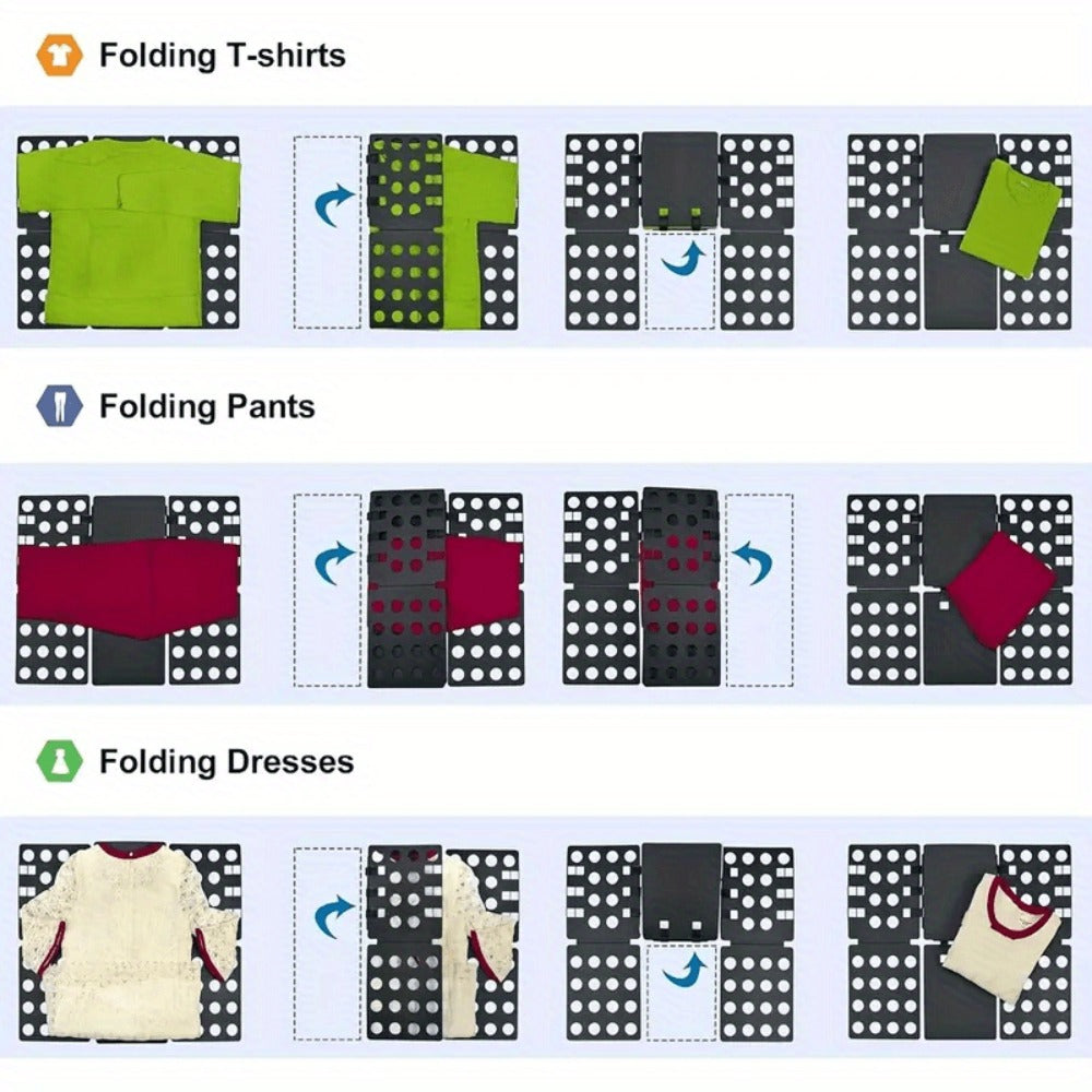 Clothes Folding Board Plastic Laundry Folder with Alignment Guide – Fast & Easy T-Shirt Folder, Ergonomic Closet Organizer for Neat Clothes
