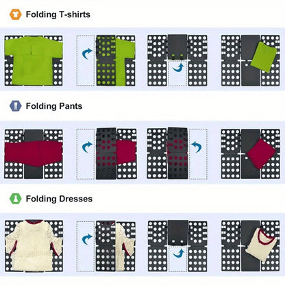 Clothes Folding Board Plastic Laundry Folder with Alignment Guide – Fast & Easy T-Shirt Folder, Ergonomic Closet Organizer for Neat Clothes