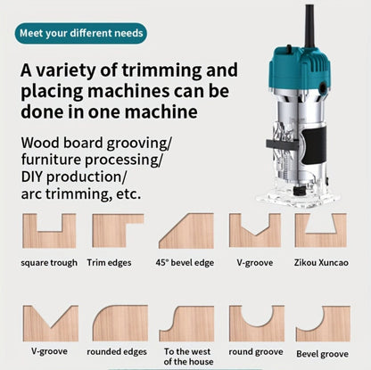Wood Router 800W Trim Router for Woodworking - 35000RPM Electric Router with Edge Guide, Roller Guide