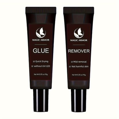 Press On Nail Glue and Remover Kit with 10g Clear Drying Adhesive for Acrylic and False Nails