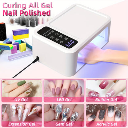 Sun-D5 Dual-Hand UV/LED Nail Lamp with 108-Bead Label, Removable Base, LCD and Four Timers