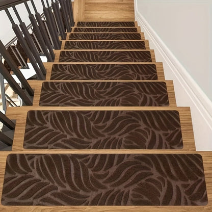 Stair Treads 15pcs 8"x30" Self-Adhesive Carpet Pads for Wooden Steps, Polyester Indoor Stair Mats for Safety
