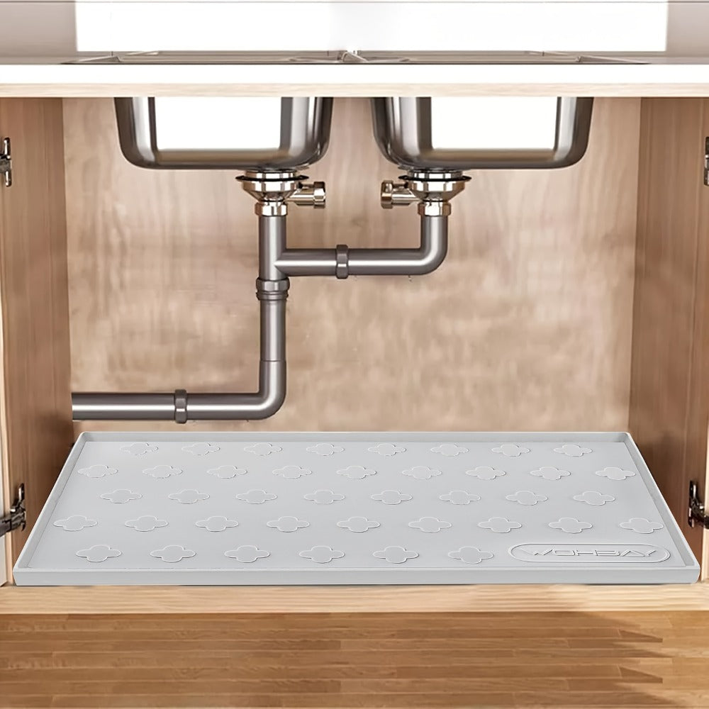 Silicone Under Sink Mat 34" x 22" Food Grade Cabinet Liner, Honeycomb Pattern Drip Tray for Kitchen Bathroom Cabinet Organizer