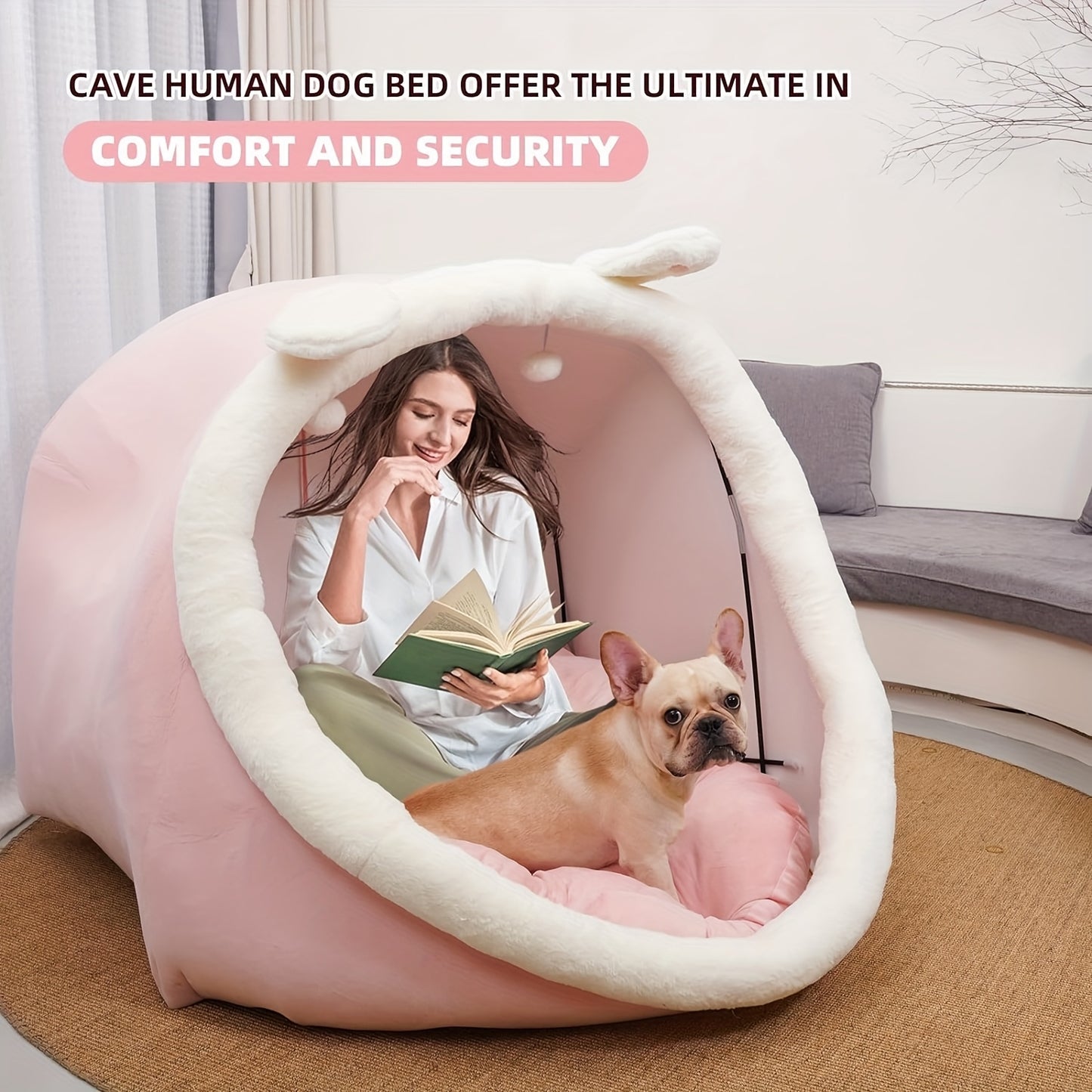 Human Dog Bed 51"x40"x30" Oversized Foldable Plush Washable Large Dog Bed with Super Soft Cushion for People & Pets