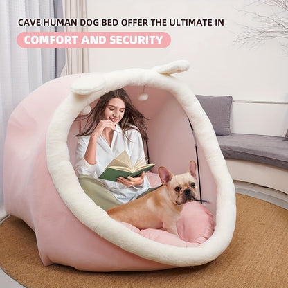 Human Dog Bed 51"x40"x30" Oversized Foldable Plush Washable Large Dog Bed with Super Soft Cushion for People & Pets