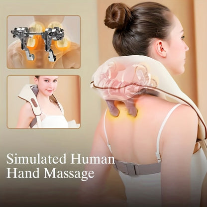 Neck Shoulder Massage Pillow 8D Deep Kneading Wireless Electric Back Massager Simulates Human Hands for Neck for Home or Salon Spa Use