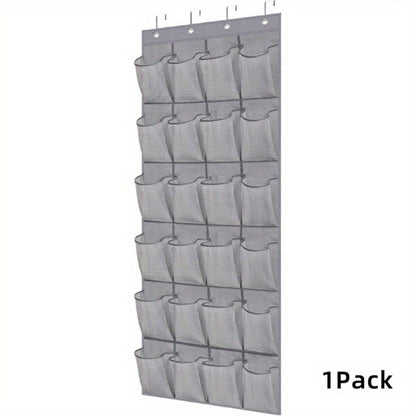 Over Door Shoe Organizer 24 Large Mesh Pockets, Foldable Breathable Hanging Storage Rack for Entryways, Bedrooms and Living Spaces