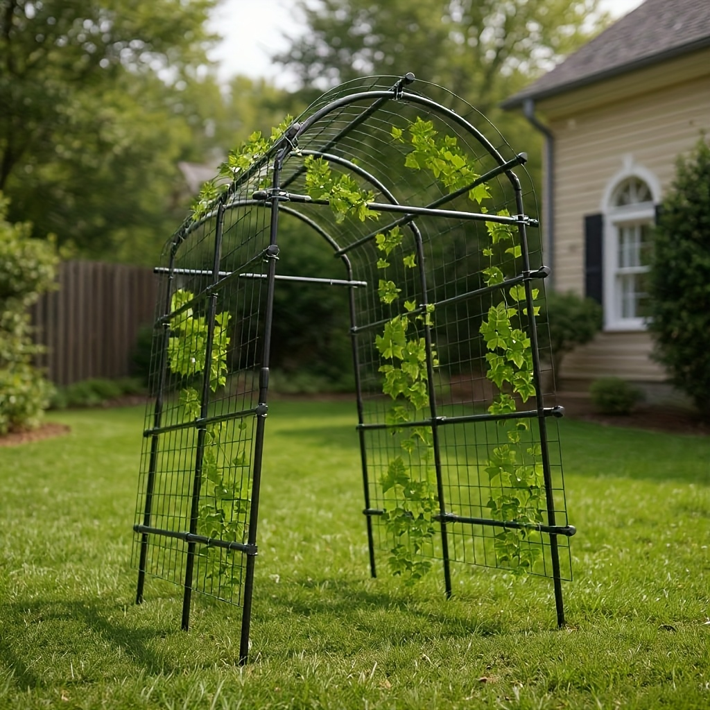 Climbing Arch Trellis 7.5ft Adjustable Metal Grid Garden Archway