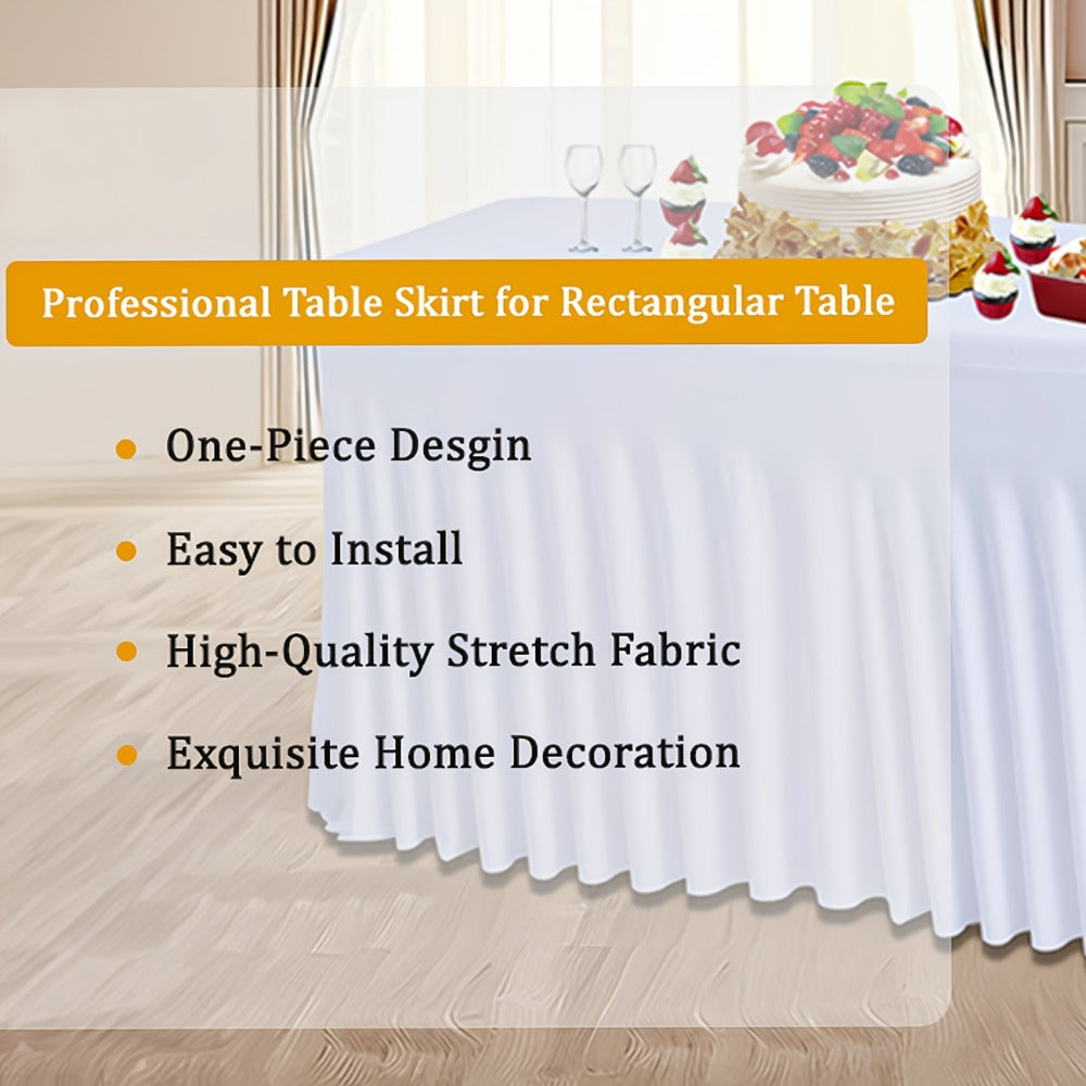 Tablecloth with Skirt for Rectangular Tables, Anti-Wrinkle Table Cover in Black, White & Red, Elegant Table Skirt for Wedding