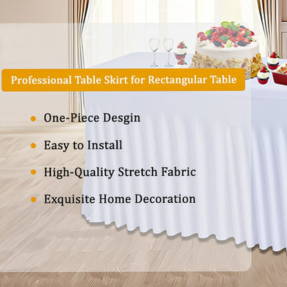 Tablecloth with Skirt for Rectangular Tables, Anti-Wrinkle Table Cover in Black, White & Red, Elegant Table Skirt for Wedding