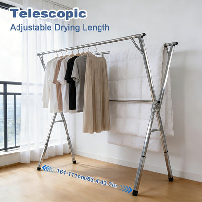 Clothes Drying Rack Foldable Heavy Duty – Upgraded X-Frame Collapsible Laundry Drying Rack for Indoor Outdoor Use