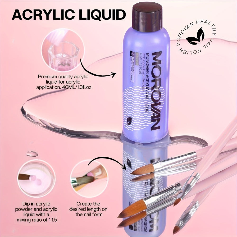 Complete Acrylic Nail Art Kit with Glitter – Pink Clear White Acrylic Powder 12 Color Glitter Powder Nail Liquid Clippers Full Tool Set