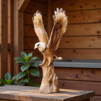 Eagle Statue 15.5-Inch Lifelike Resin Sculpture, Majestic Bald Eagle Figurine for Outdoor Garden, Patio, Yard & Indoor Home Decor