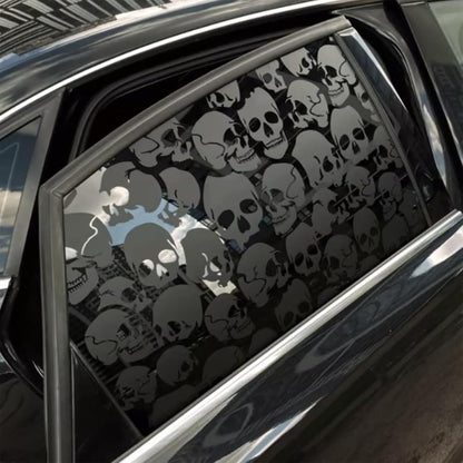 Two-Piece Gothic Skull Car Window Decals in Type A, C or D Artwork with Small or Large Sizes