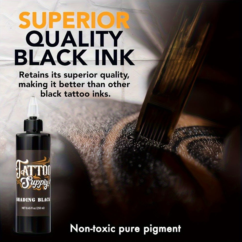 Neebol Super Black Tattoo Ink Darkest Outlining Shading Blending Fade-Resistant Professional Body Art Pigment for Artists & Beginners 100ml