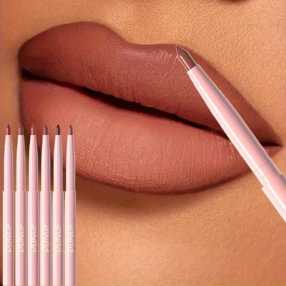 Waterproof Lip Liner Set 12 Pcs 2-in-1 Matte Lipstick Pencil Long Lasting Rich Pigment Smooth Glide Lip Color Kit Nude to Bold Shades