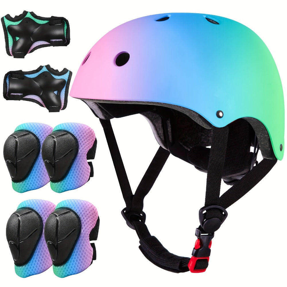 3D Shark Kids Bike Helmet with Knee and Elbow Pads Set, Ultra-Light 230g Adjustable Safety Helmet Ages 5+
